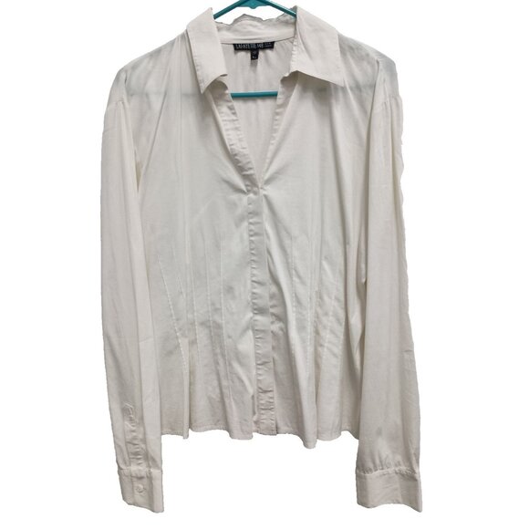 Lafayette 148 Womens Shirt Size 12 White Long Sleeve Minimalist Capsule Carrier - Picture 1 of 10